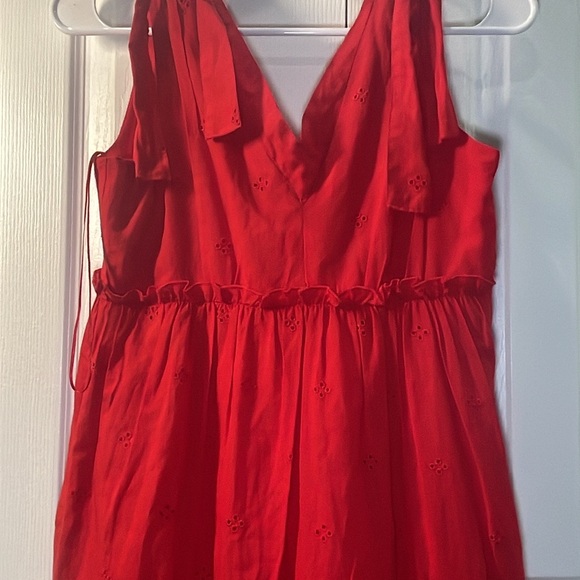 Zara Red Tiered Ruffled Maxi Dress for Wedding Guest - Picture 2 of 11